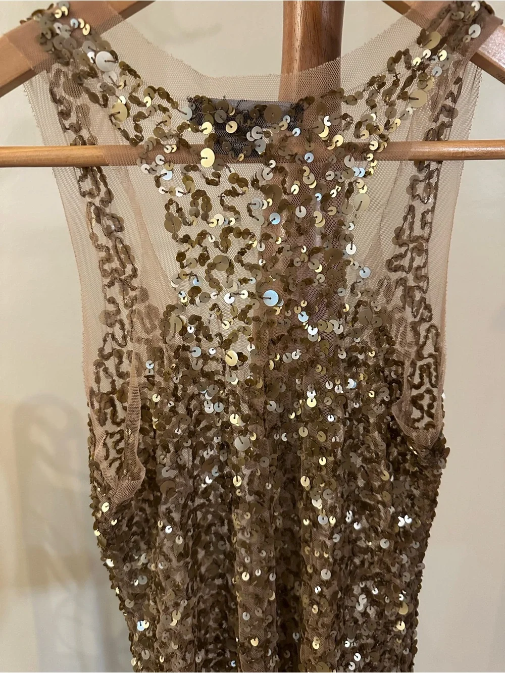 Arden B Gold Sequin Mesh Tank Top